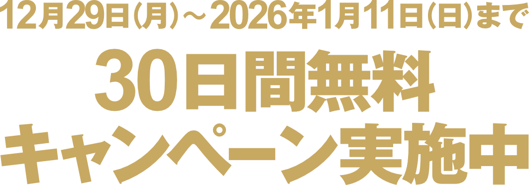 12月29日（月）〜2026年1月１１日（日）まで30日間無料キャンペーン実施中